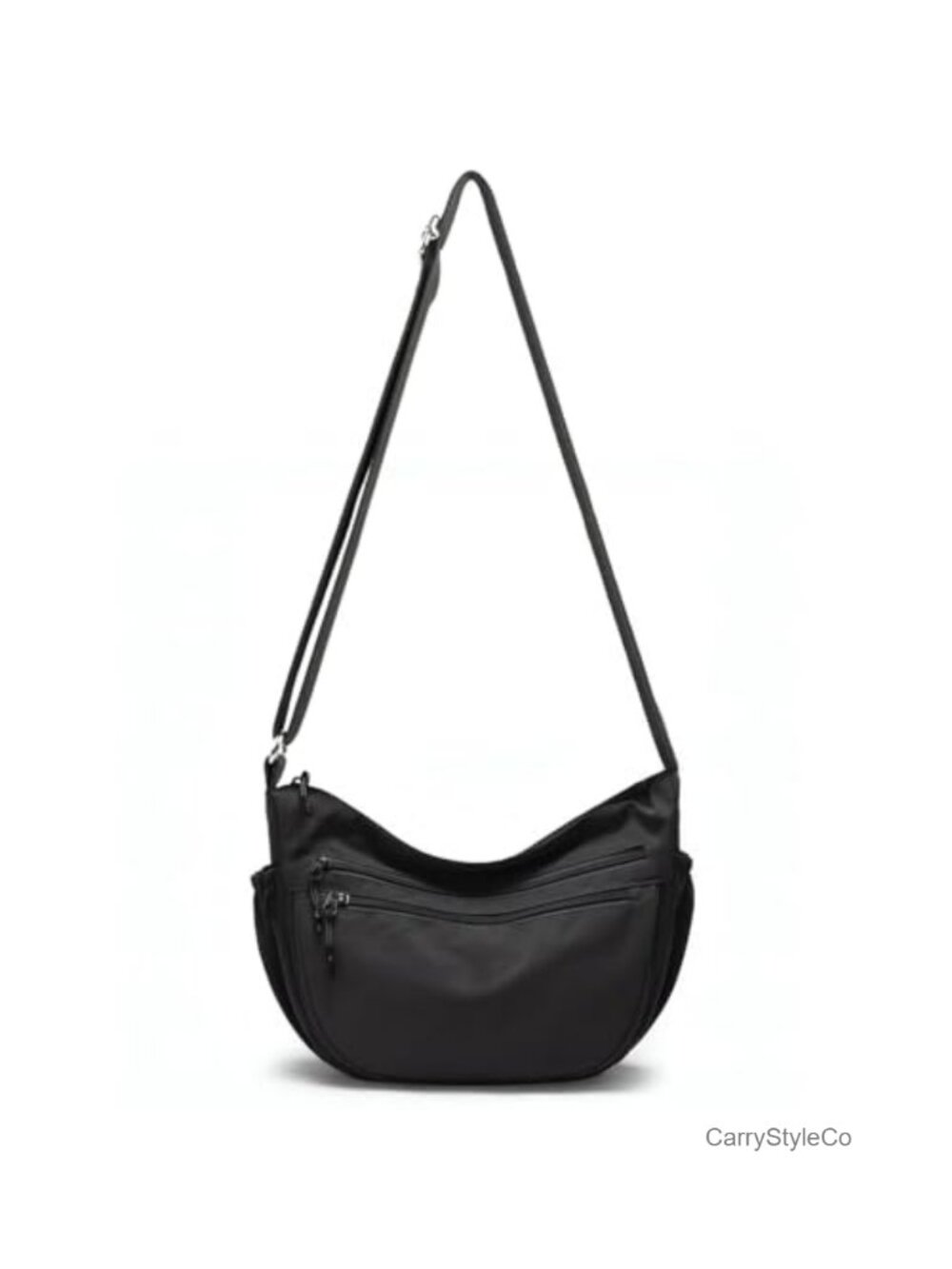 Nylon Crescent Crossbody Bag Multi-Pocket Lightweight Hobo Shoulder Bag